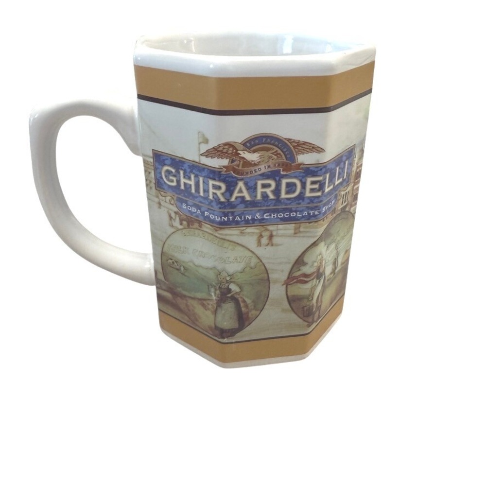 Ghirardelli San Francisco Soda Fountain Chocolate Hexagon Mug Houston Harvest